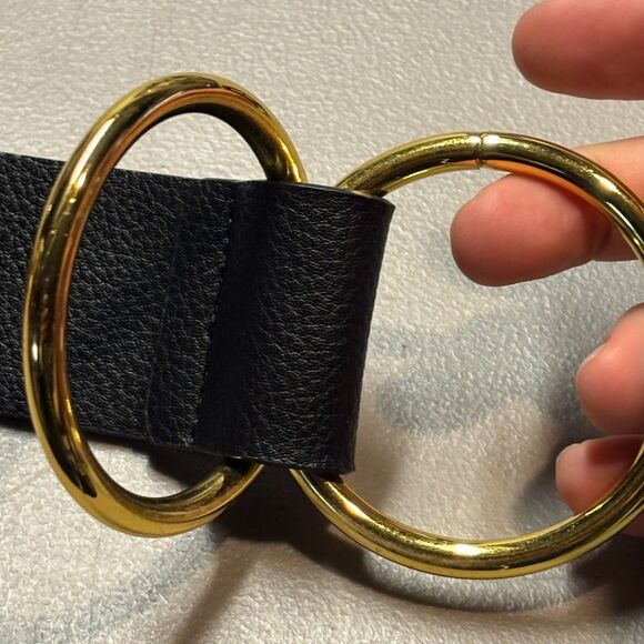 B-Low The Belt black vegan leather statement belt with gold ring buckle main image 8